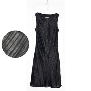 Worn 1X ABS Vintage 100% Silk Diagonal-Stripe Bias-Cut Dress